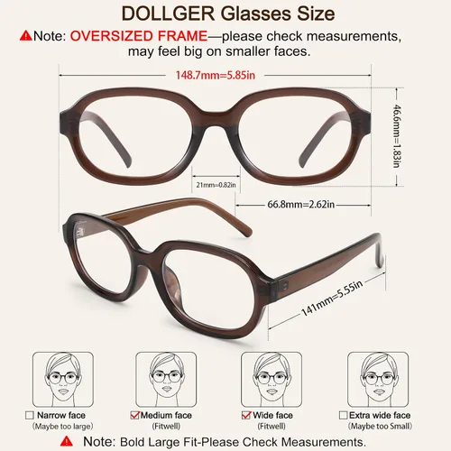 Miniatura 6 de Dollger Lentes ovalados de luz azul para mujeres y hombres, de gran tamaño, lindos retro de los años 90, grandes y elegantes con bloqueo de luz