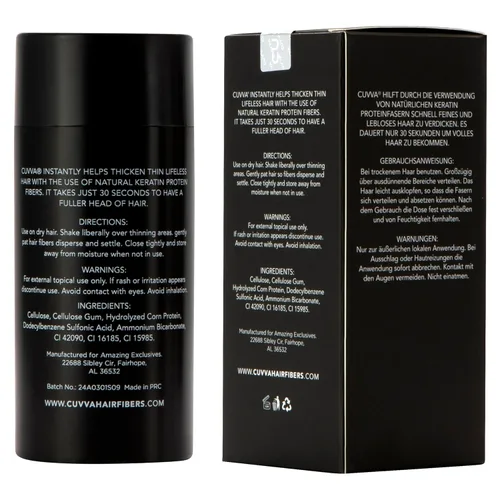 Miniatura 7 de CUVVA Fibras para la construcción del cabello (1.06 oz). Rellena instantáneamente el cabello fino y adelgazante para crear un aspecto más grueso