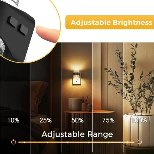 Miniatura 7 de L LOHAS LED Luz nocturna, paquete de 2 luces nocturnas de burbujas de 3000 K enchufables a la pared, luces nocturnas acrílicas con sensor de luz