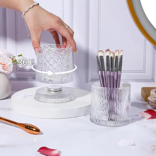 Miniatura 2 de DASITON Organizador de brochas de maquillaje, soporte de almacenamiento de brochas de cosméticos de cristal, organizador de maquillaje de vidrio