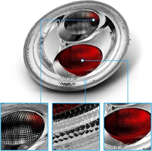 Miniatura 3 de AmeriLite Luces traseras cromadas transparentes Altezza para Volkswagen Beetle 1998-2005 - lado del pasajero y del conductor Cromo