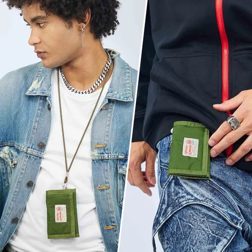 Miniatura 2 de Rough Enough - Cartera para niños con cordón para adolescentes y niños, con cremallera, monedero de nailon verde militar
