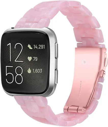 Miniatura 11 de Pulsera de resina compatible con Fitbit Versa 2/Versa Lite/Versa Band para mujer, correa de pulsera de repuesto de metal con hebilla de acero