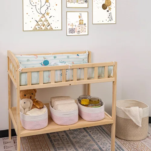 Miniatura 3 de CubesLand Cesta rectangular de organización/almacenamiento, cestas tejidas de cuerda de algodón natural para organizar, cesta pequeña para niños