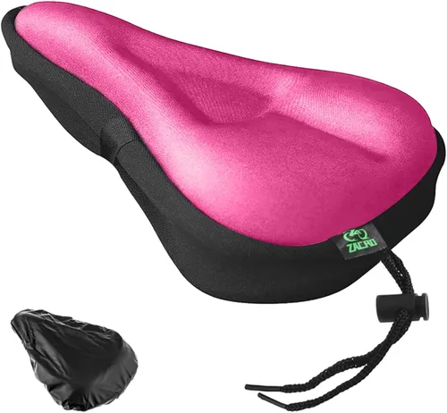 Zacro Cojín de asiento de bicicleta, funda acolchada de gel para asiento de bicicleta para hombres y mujeres, cómodo, asiento de bicicleta Rosa