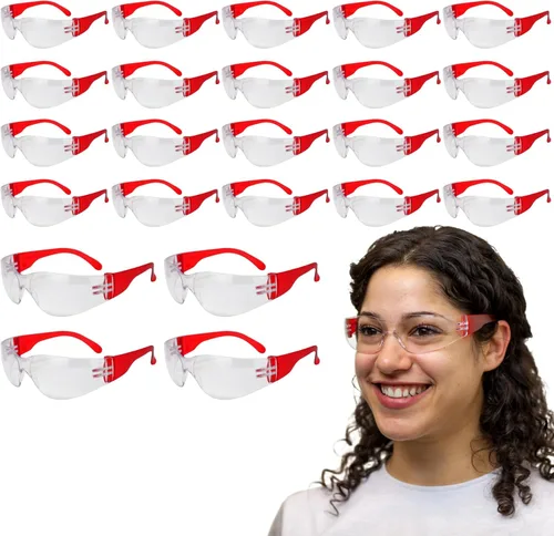 Miniatura 10 de SAFE HANDLER Gafas de seguridad con patillas de color transparente Talla única, para adultos, jóvenes, lentes de policarbonato protector
