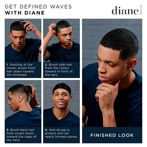 Miniatura 4 de Cepillo de cerdas de jabalí Diane de onda curva para hombres y mujeres - Negro, cerdas suaves para cabello fino a medio - Uso para desenredar