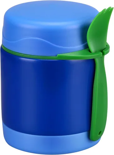 Termo de sopa de 10 onzas para comida caliente para niños, tarro de comida aislado, contenedor térmico de almuerzo de comida caliente, caja de Azul