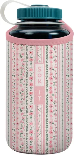 Miniatura 114 de Sok It BotlSok Funda para botella de agua con cubierta de neopreno aislante (Floral abstracto, se ajusta a CamelBak o Nalgene de 12 onzas)