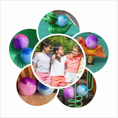 Miniatura 4 de Pelotas hinchables marmoleadas, juego de 2 bolas inflables grandes con bomba de aire manual y 2 puntas de cabeza