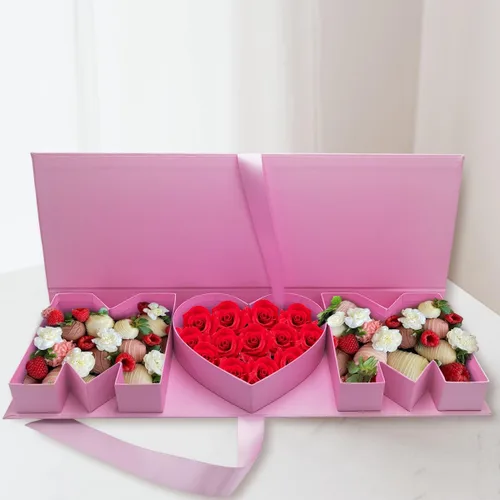 WENPACK Caja de regalo de flores vacías Día de la madre mamá Cartón en forma de letra rellenable Chocolate fresa caramelo embalaje (MOMpink)