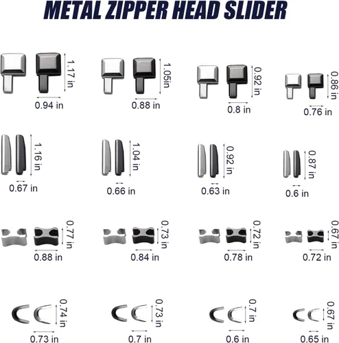 Miniatura 2 de Kit de reparación de tapón de cremallera #3, 5, 8, 10, 16 pares de retenedor de cremallera de metal y pasador de inserción de retenedor, 16 topes