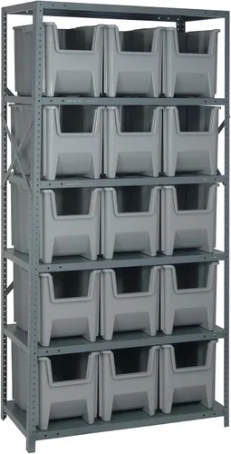 Miniatura 234 de Quantum QSBU-245BK Heavy Duty Shelving Unit with (7) Shelves and (24) QUS245 Black Bins for Garage Warehouse Storage Distribution 400 lb Load