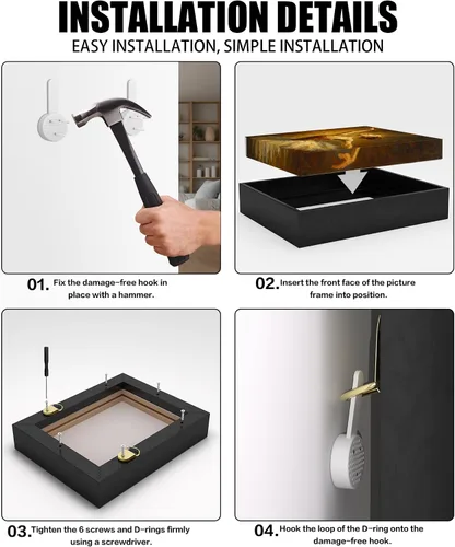 Miniatura 6 de Marco flotante de lona para lienzo envuelto en galería de 1 a 1.25 pulgadas de profundidad, moderno marco flotante para arte de pared, carteles