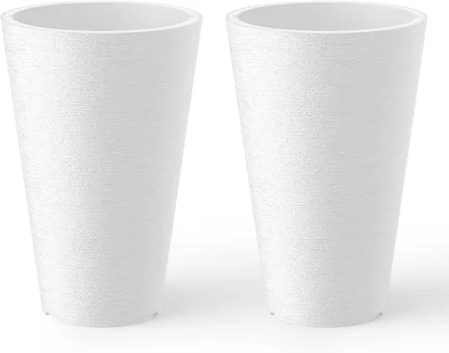 Miniatura 12 de Kante Juego de 2 macetas redondas altas de 23 pulgadas de alto, macetas decorativas grandes para exteriores, interiores, jardín, patio, porche Negro