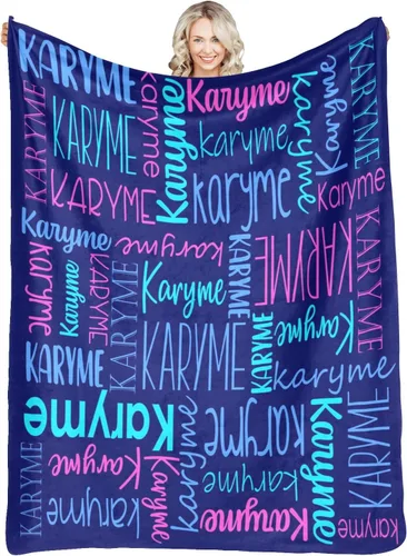 Miniatura 17 de Mantas personalizadas con nombres, regalos para bebés, niñas y niños, manta personalizada de vellón suave y sherpa con nombre para niños y adultos