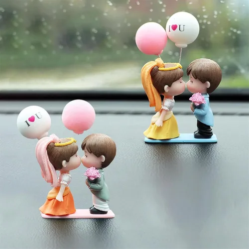Miniatura 11 de Lindos adornos para parejas, bonita decoración de automóvil, bonita decoración de automóvil para pareja, figura de acción, adorno navideño para 1