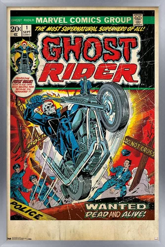 Miniatura 11 de Trends International Marvel Comics Ghost Rider - Póster de pared con portada #1, 22.4 pulgadas de largo x 14.7 pulgadas, versión enmarcada de madera