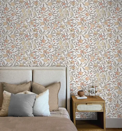Miniatura 3 de NextWall Papel tapiz vintage de granada (Daydream Grey & Melon)