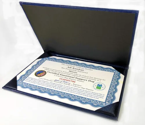 Miniatura 2 de Certificados oficiales de apoyo emocional para perros y carpetas de presentación de cuero, juego personalizado de 2 certificados que incluye tarjeta