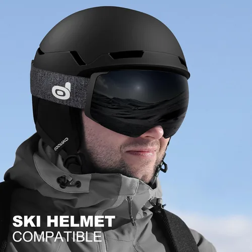 Miniatura 4 de Odoland Magnetic Interchangeable Ski Goggles with 2 Lens, Large Spherical Frameless Snow Snowboard Goggles for Men Women