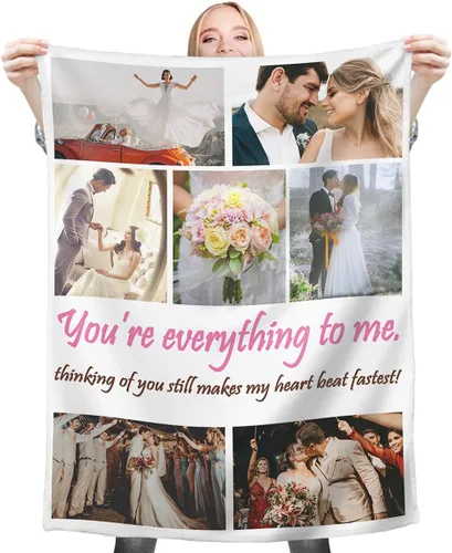 Miniatura 8 de Mantas personalizadas con collage de fotos, mantas personalizadas con texto y imagen, mantas de franela suave, mantas de cama regalo para bebé