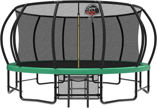 Miniatura 8 de Lyromix 12 14 15 16 pies, camas elásticas al aire libre para niños y adultos, trampolín de calabaza con postes curvos, trampolín recreativo con aro