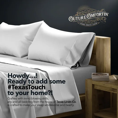 Miniatura 8 de TEXAS LINEN CO. Juego de sábanas de 100% algodón egipcio de la serie 1500 Couture Comfortin' de algodón egipcio tamaño King (4 piezas, gris claro)