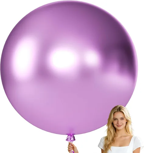 Miniatura 45 de KALOR Globos gigantes retro azul brumoso de 36 pulgadas, paquete de 6 globos de látex grandes redondos retro azul brumoso para aniversario