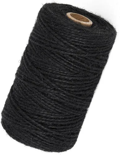 Miniatura 4 de Cordel de yute natural negro de 0.079 in y 328 pies, para regalo de manualidades, proyectos de manualidades, envoltura, agrupación, embalaje, cordel