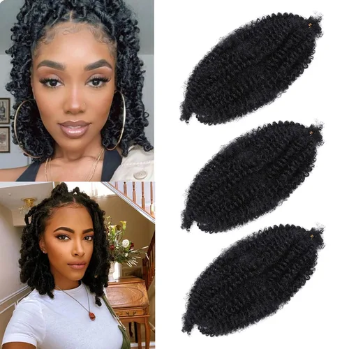 Miniatura 9 de Marley Twist - Cabello trenzado de 16 pulgadas, cabello afro trenzado elástico, paquete de 7 paquetes, cabello rizado rizado ombré, marrón Marrón