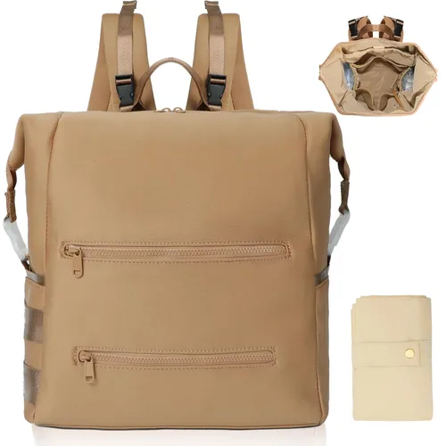 Miniatura 17 de Omanmoli Mochila para pañales, bolsa grande de neopreno para niños y niñas con 15 organizadores de bolsas de pañales, 2 bolsillos aislados, Negro