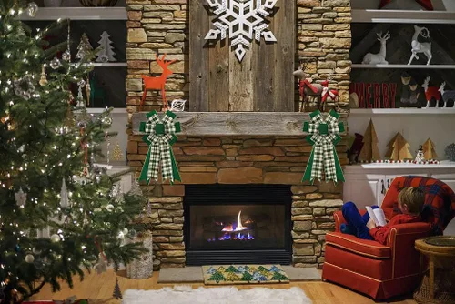 Miniatura 4 de Estivaux Lazos Grandes de Navidad para Corona, Lazo de Corona de Navidad a Cuadros Búfalo Verde Estilo Granja, Lazos para Decorar la Parte Superior