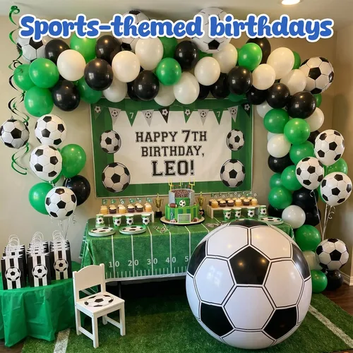 Miniatura 4 de Shindel Balón de fútbol inflable gigante de 27 pulgadas, decoración de fiesta temática de fútbol y juegos de piscina en la playa, resistente sin BPA