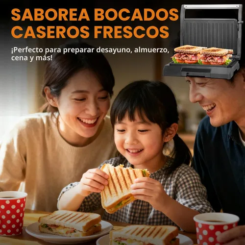 Miniatura 6 de Baker's Friend Prensa Eléctrica Mini para Panini de 2 Rebanadas, Prensa Parrilla para Panini Sandwichera Eléctrica para Panqueques y Huevos, Bandeja