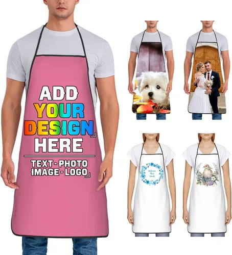 Miniatura 17 de Delantal personalizado para mujer, personalizado para añadir tu propio nombre, texto, logotipo, foto, chef, delantal de cocina para barbacoa