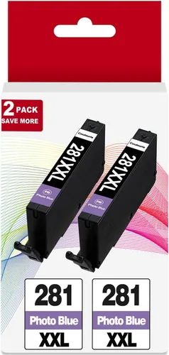 Cartuchos de tinta foto azul XXL 281, 2 unidades de repuesto para Canon CLI 281XXL para Canon 280 281XL, compatibles con TR8620a, TR8600, TR8622a,