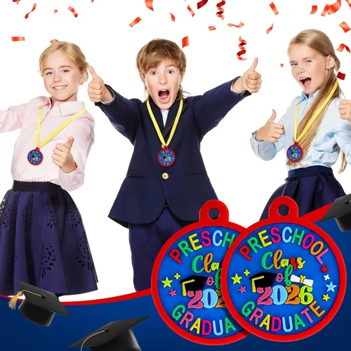 Miniatura 3 de Sratte Medalla de graduación preescolar de jardín de infantes para niños, medallas de premio de graduación con cinta amarilla para el cuello