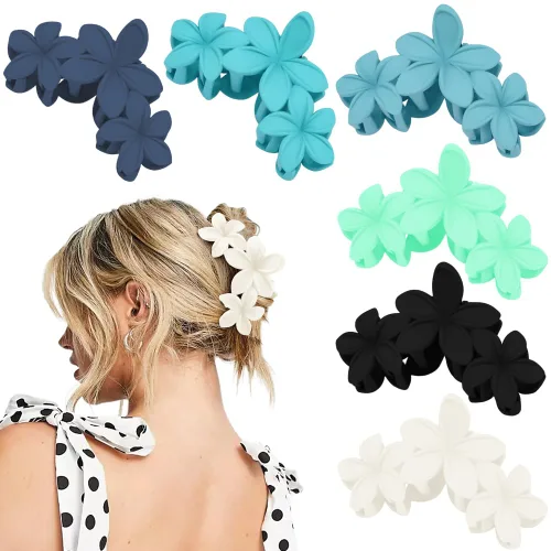 Miniatura 9 de AHONEY 6 pinzas de garra con flores, pinzas para el cabello lindas para mujeres, pinzas de sujeción fuerte, pinzas de garra para el cabello