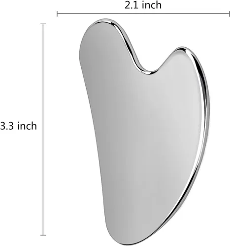 Miniatura 4 de Gua Sha, herramientas faciales Gua Sha de acero inoxidable, herramienta Guasha para cara mejorada, acero inoxidable Guasha (plateado)