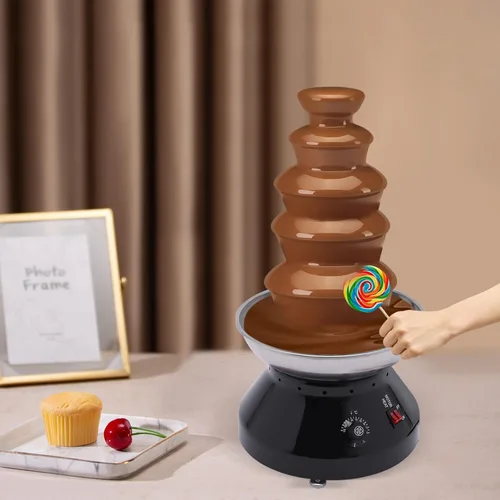 Miniatura 2 de Fuente de chocolate comercial, 5 niveles y 7 libras, gran torre comercial de fondue de chocolate caliente, máquina eléctrica de fuente de fondue