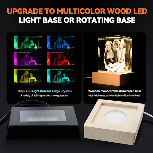 Miniatura 6 de Q&K Regalo de fotos de cristal 3D, foto 3D personalizada grabada en luces nocturnas de cristal, lámpara grabada personalizada para mascotas