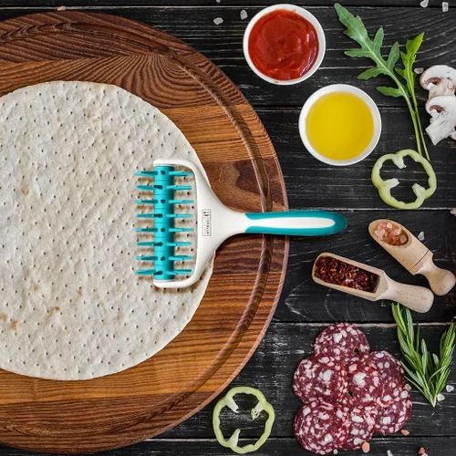 Miniatura 7 de Orblue Perforador de Masa de Pizza, Rodillo de Pastelería con Pinchos, Herramienta de Perforación de Pizza para Cocina Doméstica y Comercial - Azul