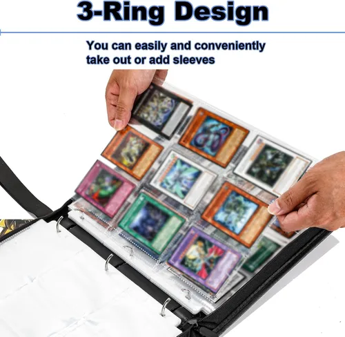Miniatura 3 de Carpeta de tarjetas para tarjetas intercambiables Y-G-O, 990 bolsillos, álbum de 3 anillos de gran capacidad, 9 bolsillos compatible con tarjetas