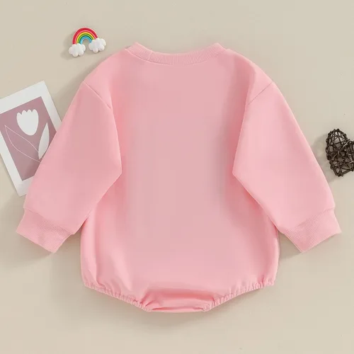 Miniatura 122 de SOLILOQUY Traje de manga larga con cuello redondo para el primer día de San Valentín para bebé niño y niña, mameluco de corazón de amor