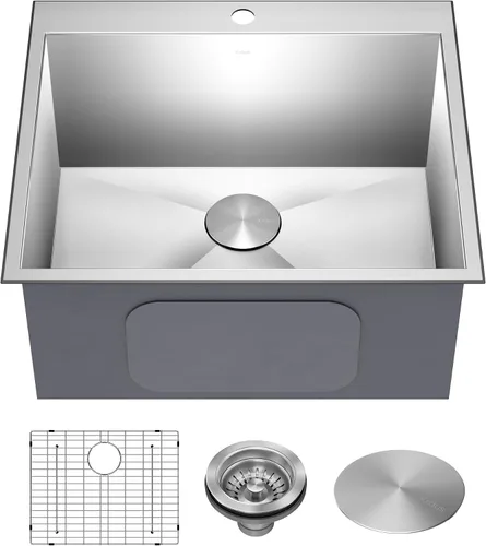 Miniatura 23 de Kraus Standart PRO - Fregadero de cocina de acero inoxidable de calibre 16 con tazón individual para bar, montaje superior/inferior de 18 pulgadas