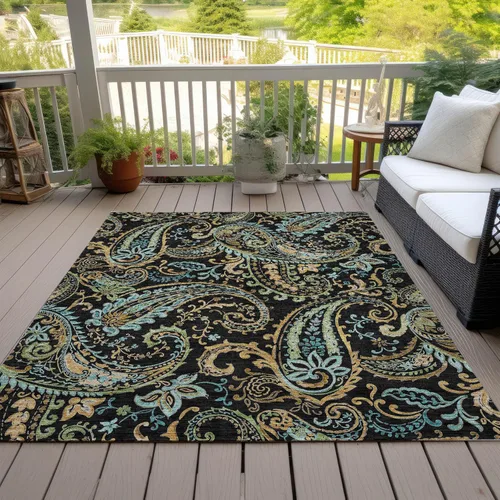 Miniatura 7 de Addison Rugs Chantille ACN533 - Alfombra negra de 8 x 10 pies, resistente a las manchas, lavable a máquina, no se desprende, para dormitorio, sala