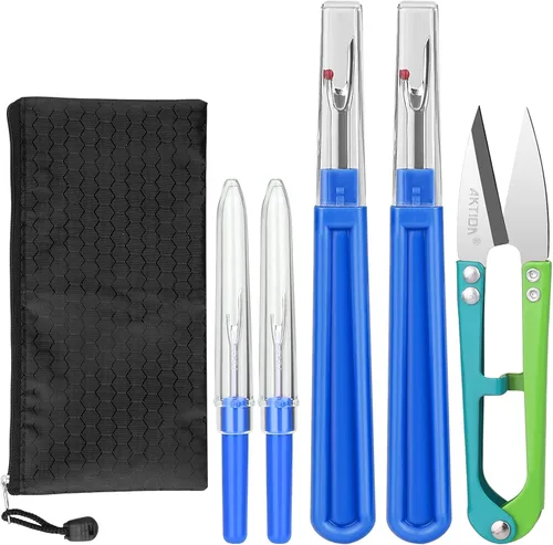 CampTek Kit de Descosedor y Removedor de Hilos, 2 Cortadores de Puntadas de Costura Grandes y 2 Pequeños, 1 Descosedor y 1 Tijera Cortadora de Azul