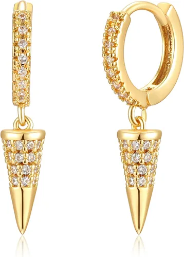 VACRONA - Aretes tipo arracadas con corazón de oro, abrazadores, pequeños para mujer, chapados en oro de 14 quilates