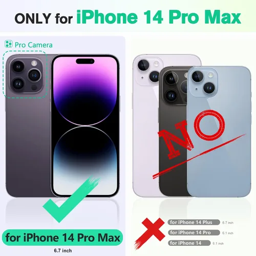 Miniatura 2 de Funda tipo billetera TUCCH para iPhone 14 Pro Max de 6.7", con bloqueo RFID, soporte para 4 tarjetas [carcasa interior de TPU a prueba de golpes]